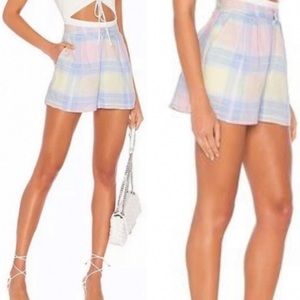 Lovers Friends Plaid Pastel Mid Rise Shorts Small